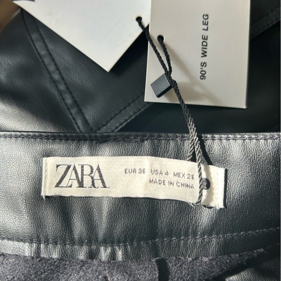Black faux leather Zara size 36 pant ‘90s - Picture 5 of 8